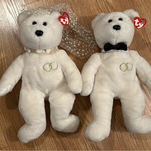 Ty Beanie Babies Bride Bear with Gold Accents